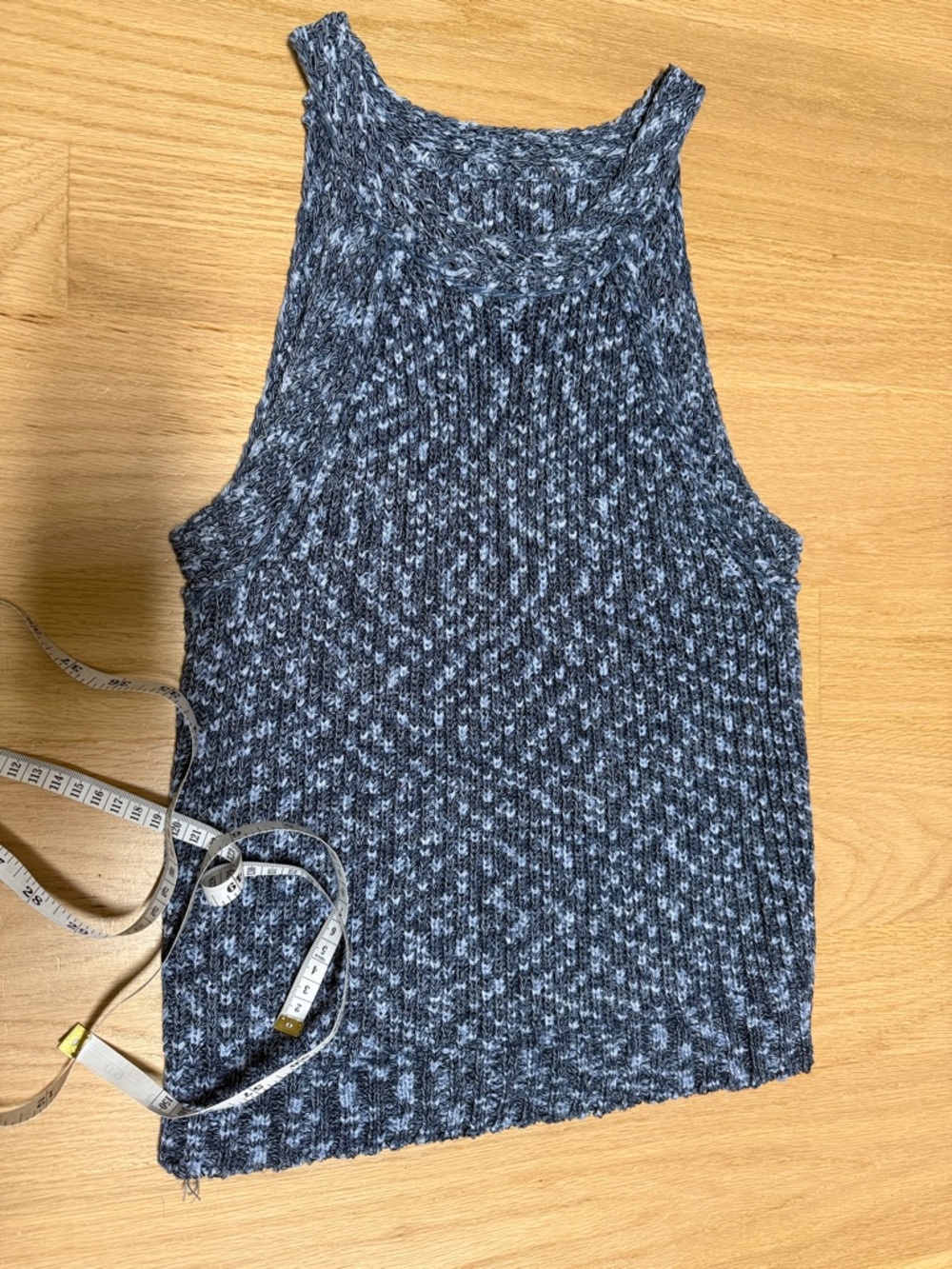 Sleeveless Marled Knit Tank Top - Blues